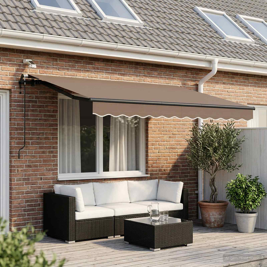 Utdragbar Markis Taupe 450 × 350 Cm Polyester