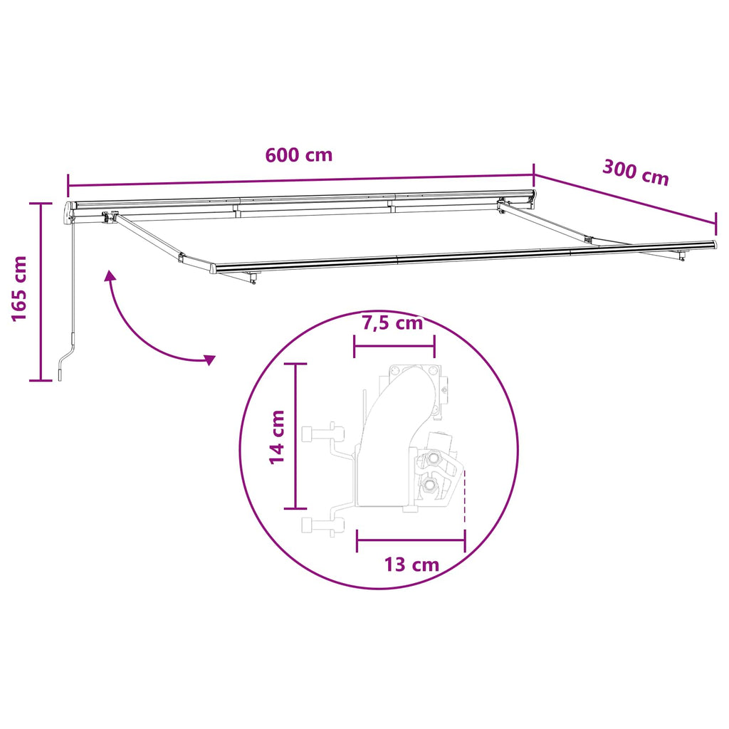Utdragbar Markis Taupe 600 × 300 Cm Polyester Och Aluminium