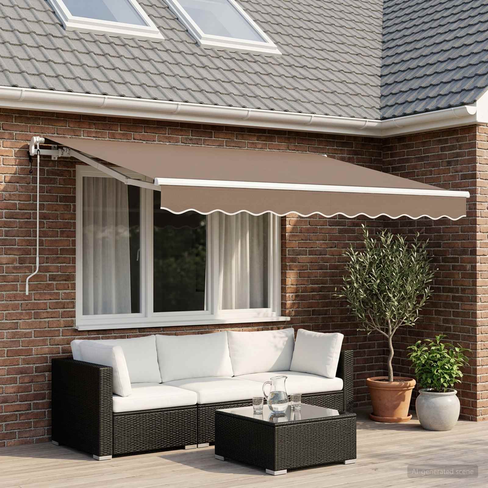 Utdragbar Markis Taupe 600 × 300 Cm Polyester