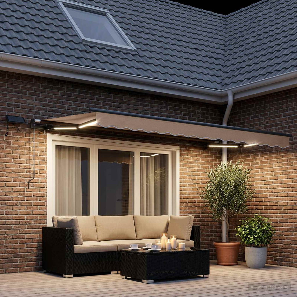 Utdragbar Markis Taupe 600 × 300 Cm Duk Och Aluminium
