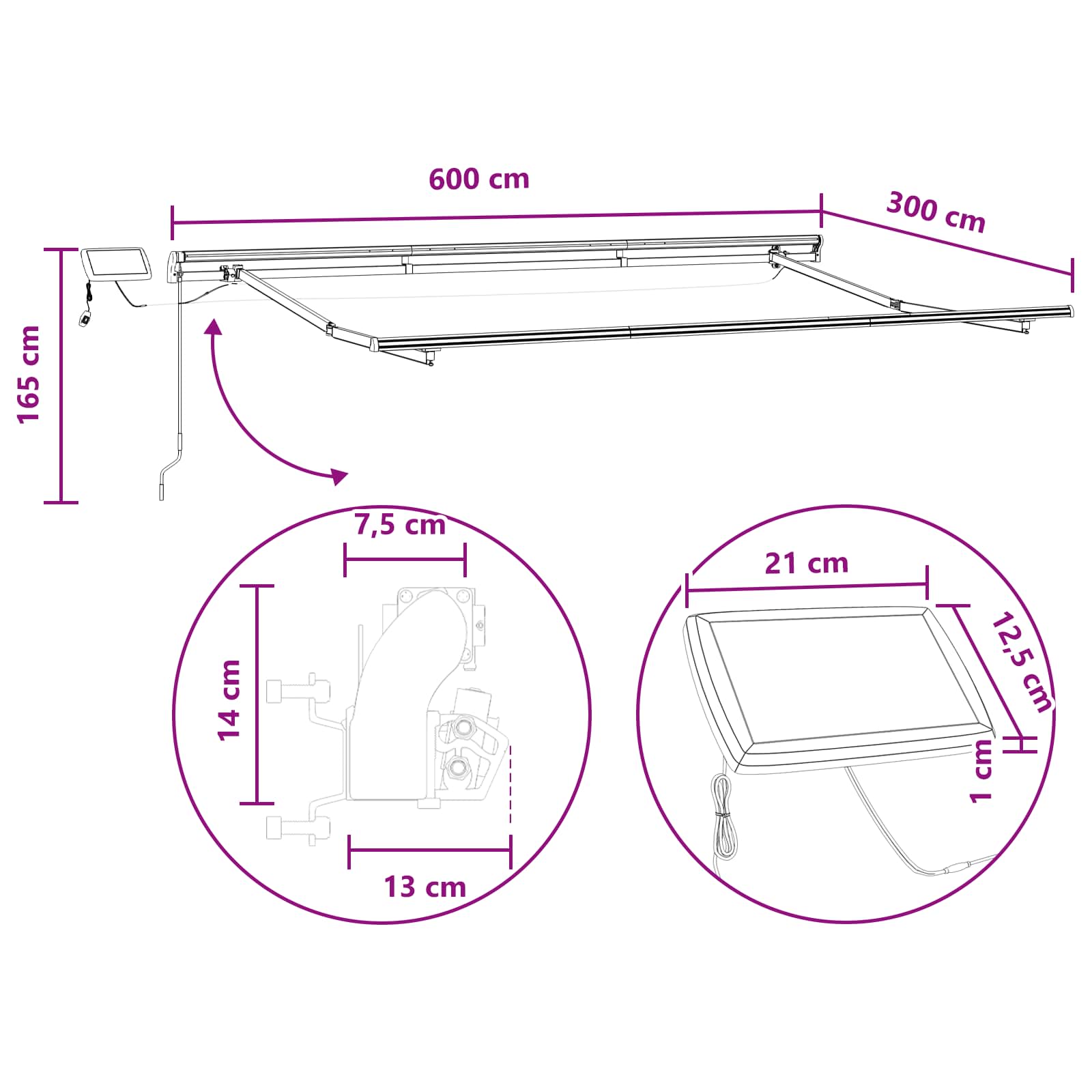 Utdragbar Markis Taupe 600 × 300 Cm Duk Och Aluminium