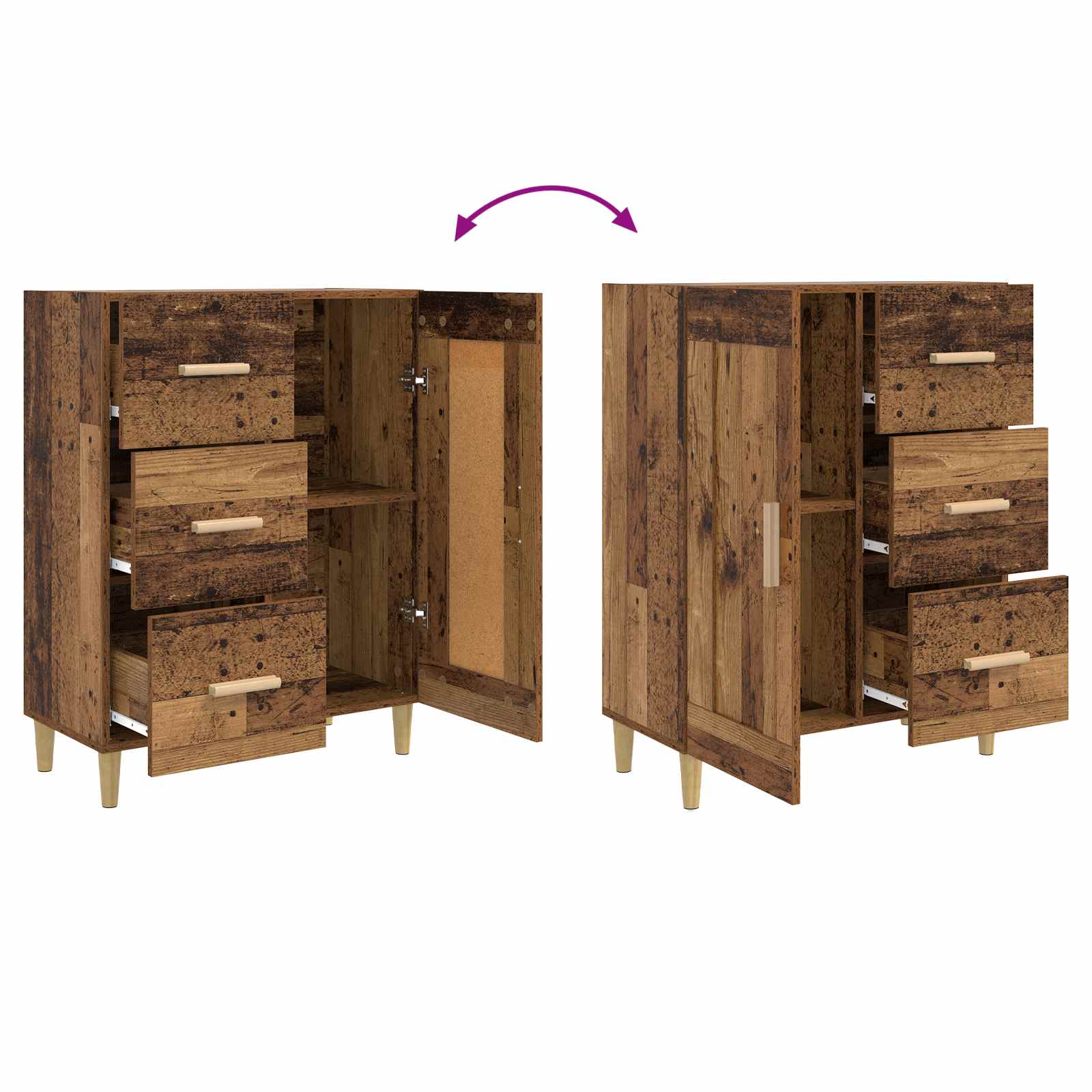 Sideboard Gammalt Trä 69,5 X 34 X 90 Cm Konstruerat Trä