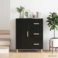 Sideboard Svart Ek 69,5 X 34 X 90 Cm Konstruerat Trä