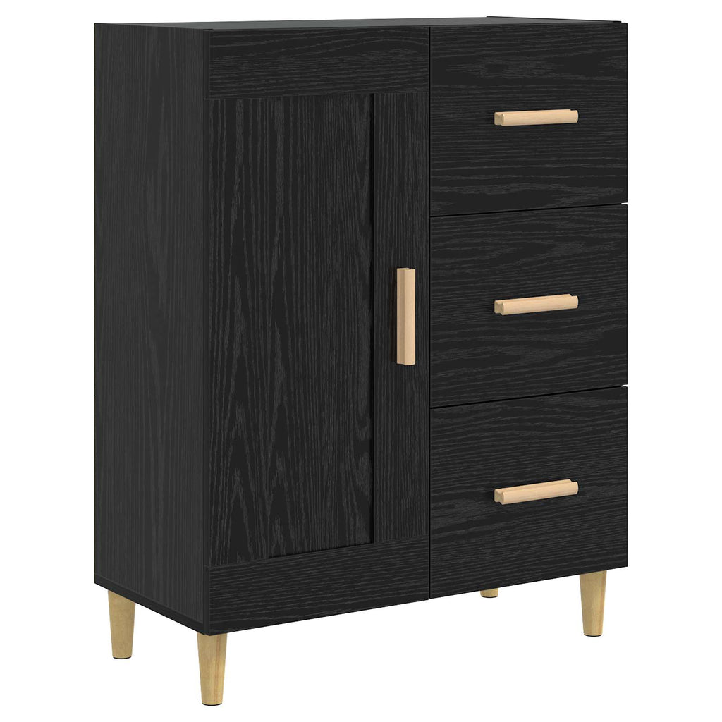 Sideboard Svart Ek 69,5 X 34 X 90 Cm Konstruerat Trä