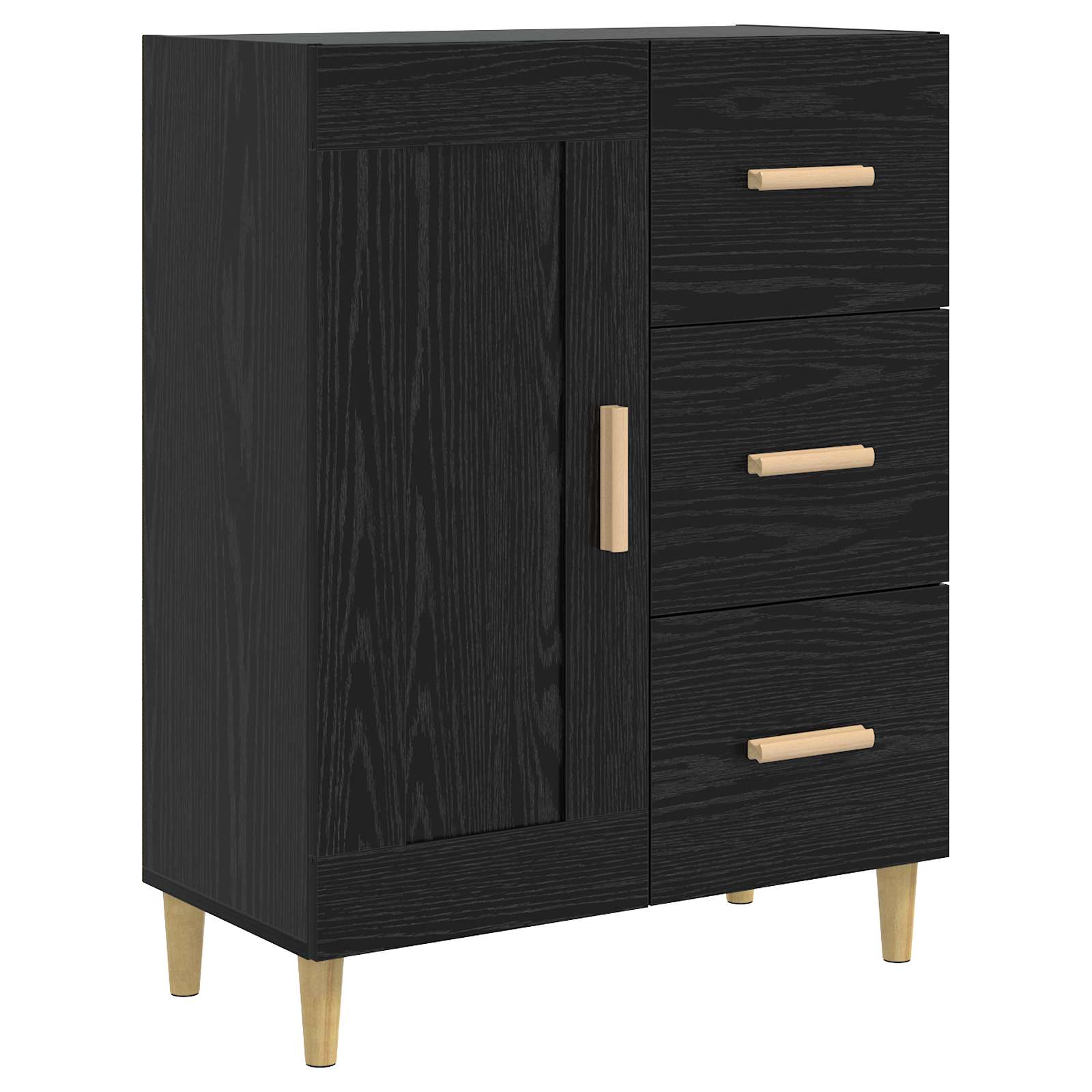Sideboard Svart Ek 69,5 X 34 X 90 Cm Konstruerat Trä