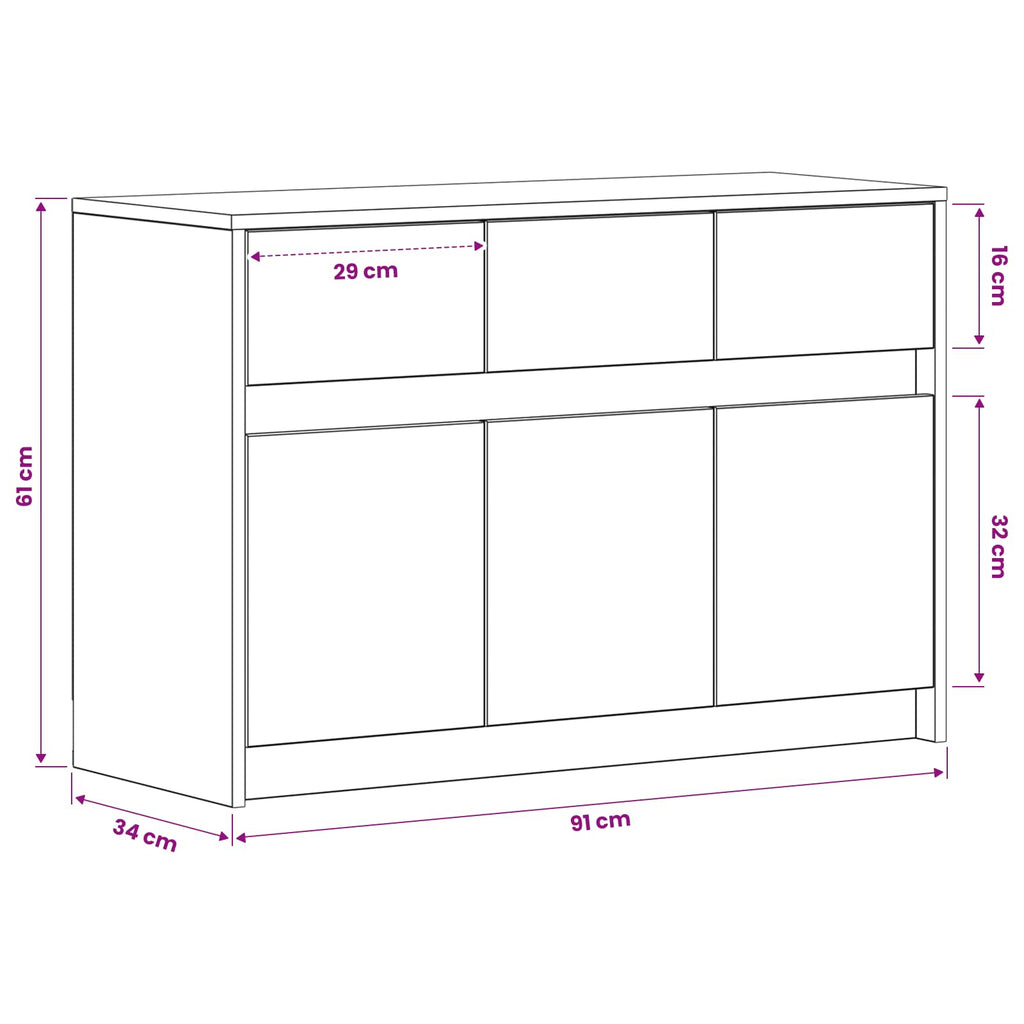 Tv-Skåp 91 X 34 X 61 Cm Artisan-Ek Konstruerat Trä