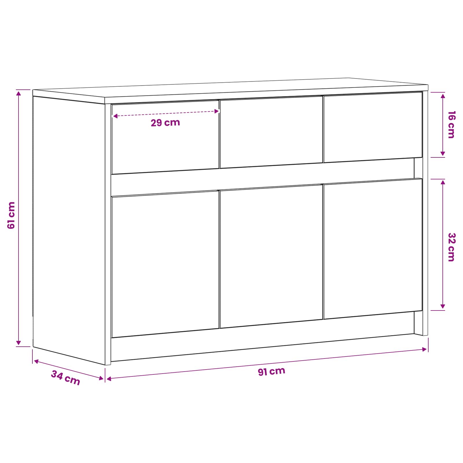 Tv-Skåp 91 X 34 X 61 Cm Artisan-Ek Konstruerat Trä