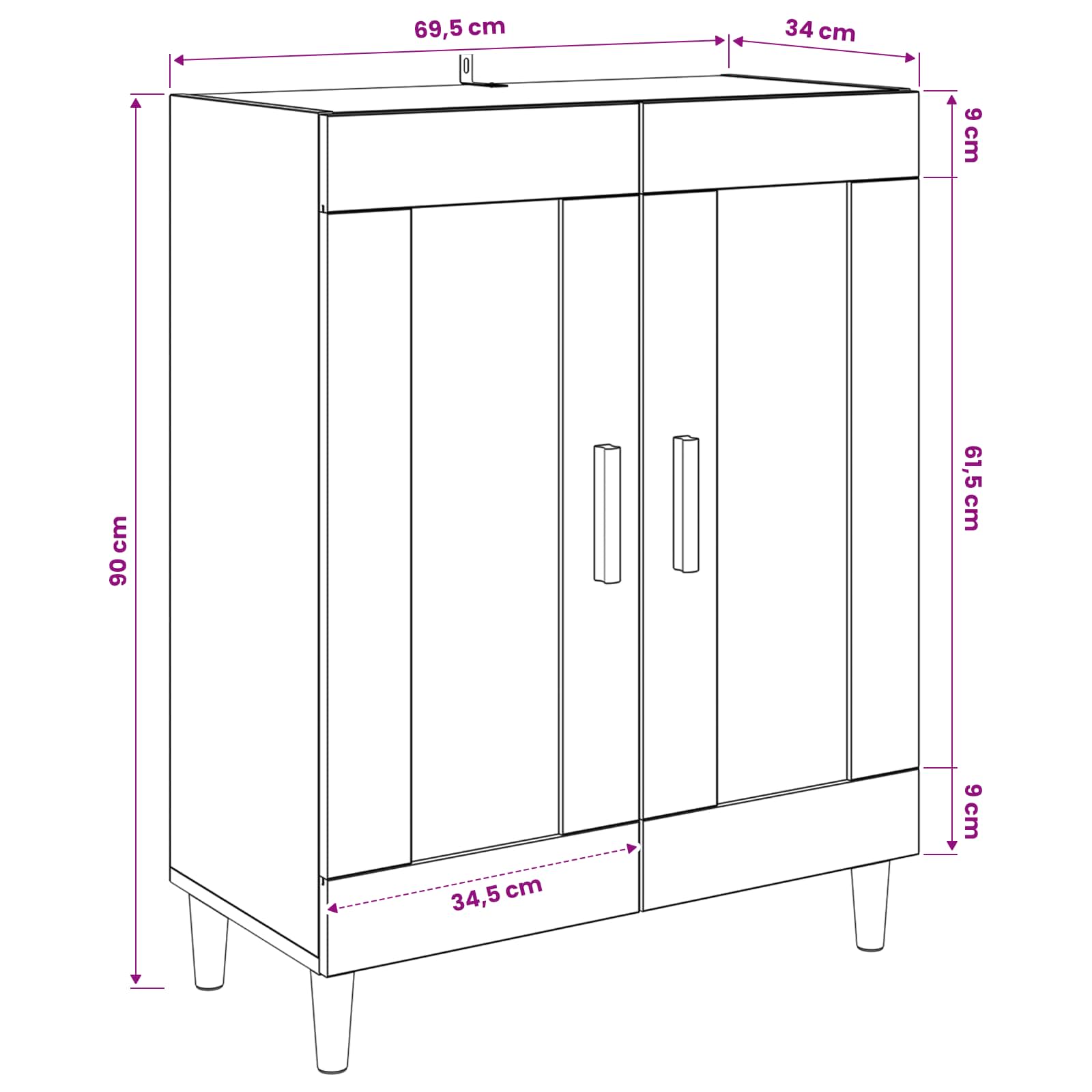 Sideboard Artisan-Ek 69,5 X 34 X 90 Cm Konstruerat Trä