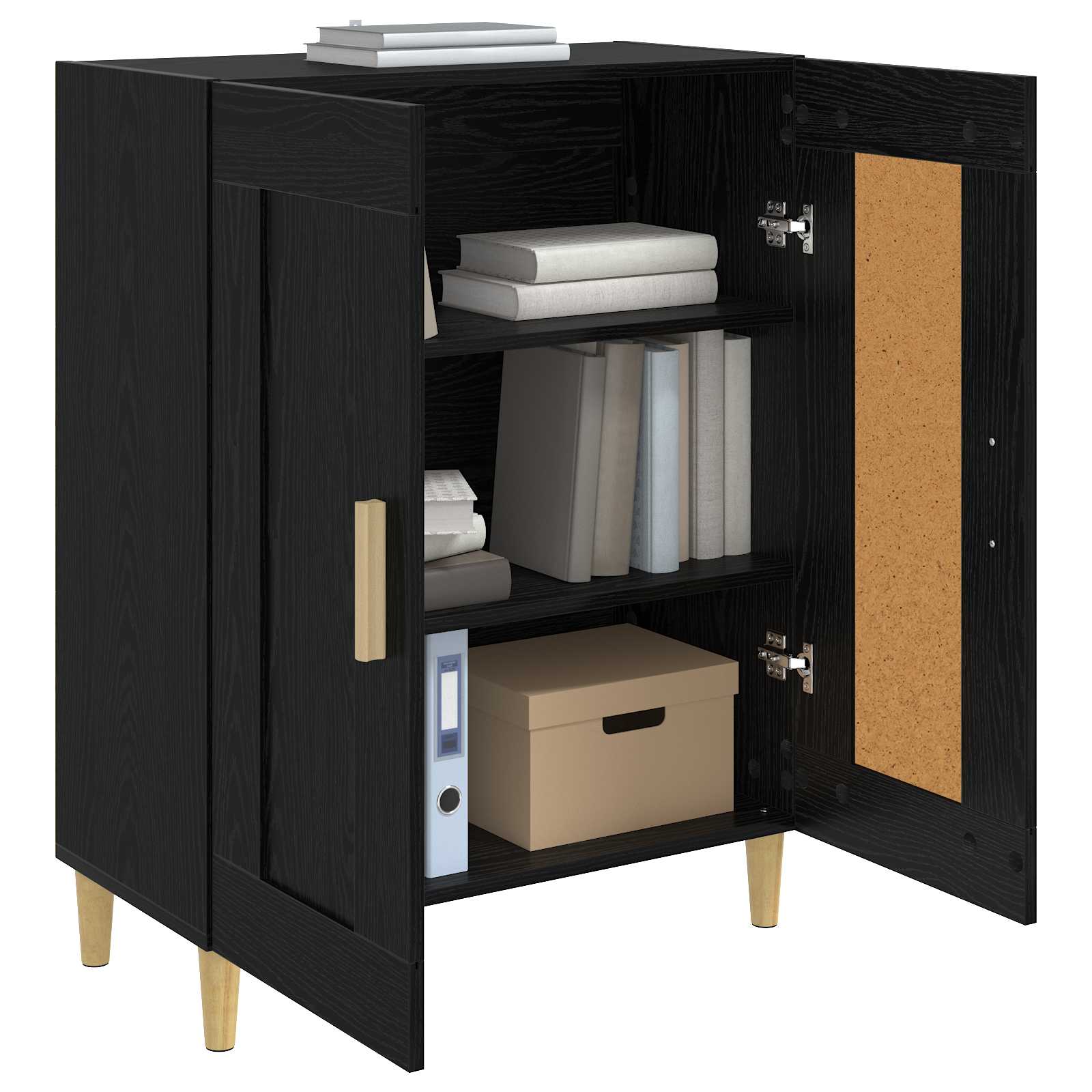 Sideboard Svart Ek 69,5 X 34 X 90 Cm Konstruerat Trä