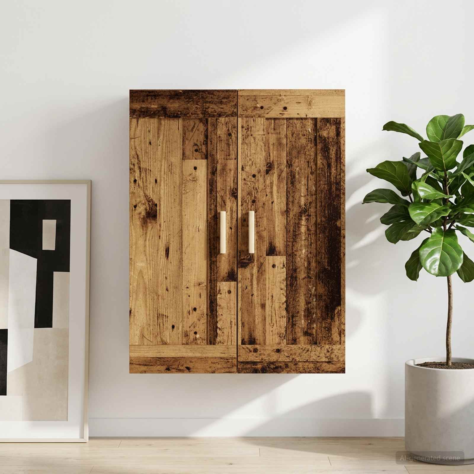 Väggskåp Väggmonterat Gammalt Trä 69,5 X 34 X 90 Cm