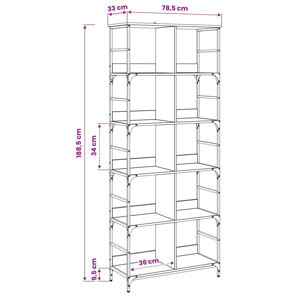 Hyllsystem 4 Nivåer 78,5 X 33 X 188,5 Cm Metall Pb Gammalt Trä