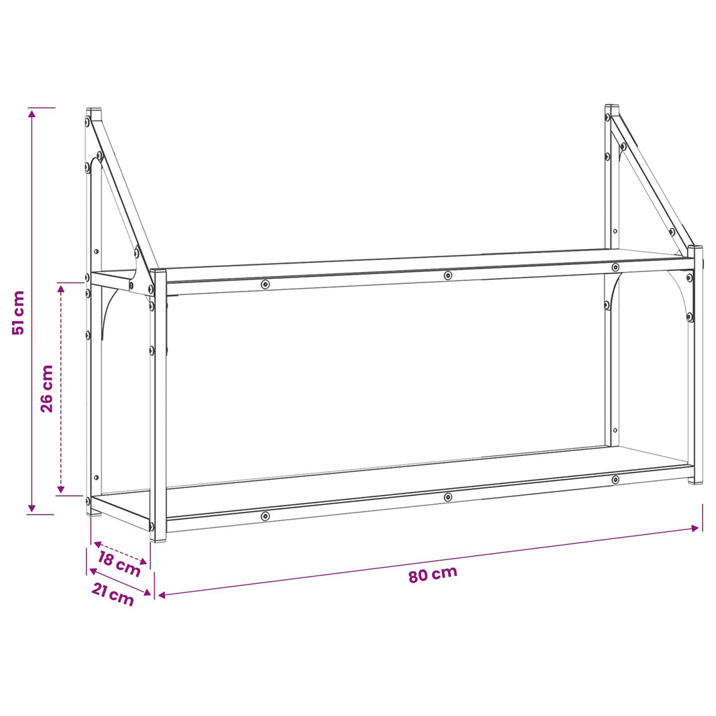 Vägg Hylla Väggmonterat Gammalt Trä 80 X 21 X 51 Cm Metall Pb