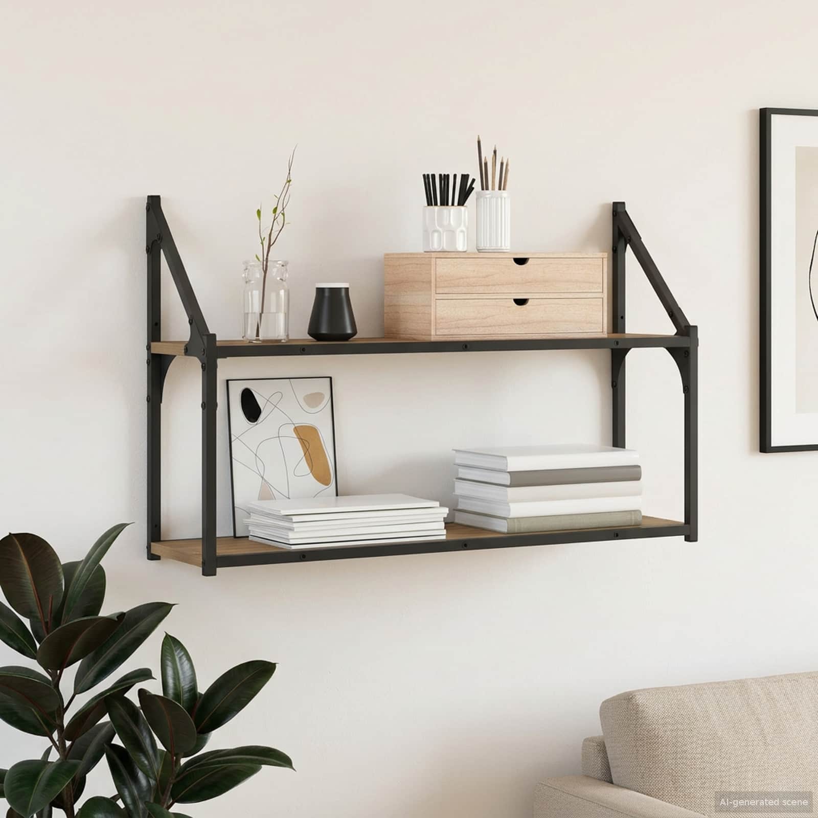 Vägg Hylla Väggmonterat Artisan-Ek 80 X 21 X 51 Cm Metall Pb
