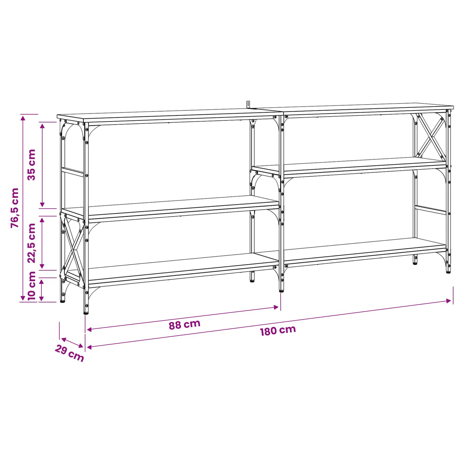 Konsolbord Gammalt Trä 180 X 29 X 76,5 Cm Metall Pb