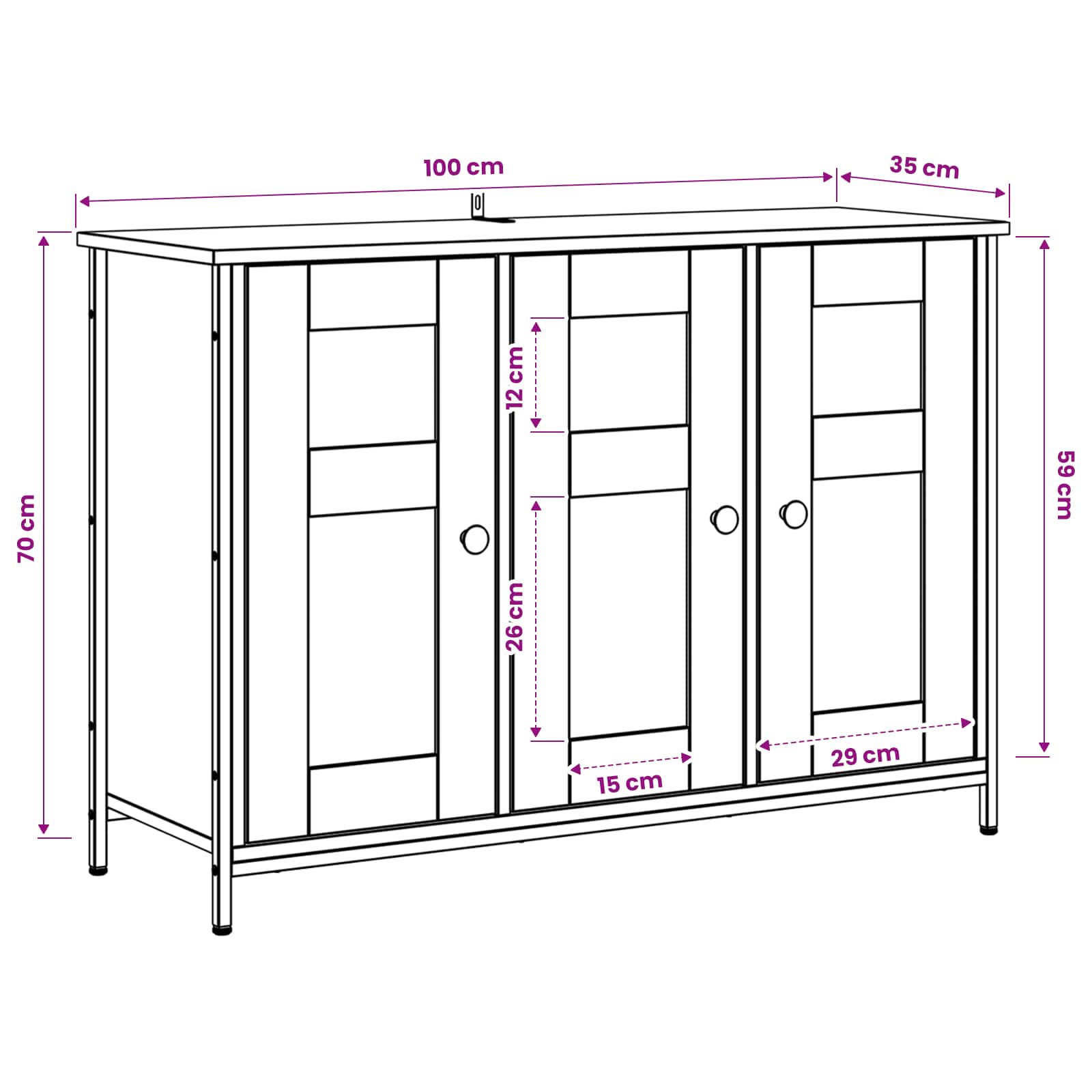 Sideboard Gammalt Trä 100 X 35 X 70 Cm Konstruerat Trä