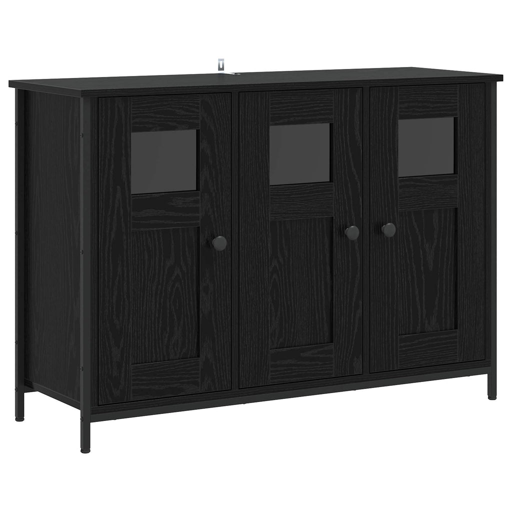 Sideboard Svart Ek 100 X 35 X 70 Cm Konstruerat Trä