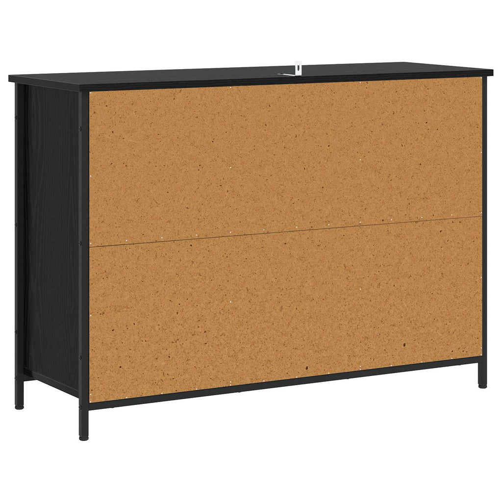 Sideboard Svart Ek 100 X 35 X 70 Cm Konstruerat Trä