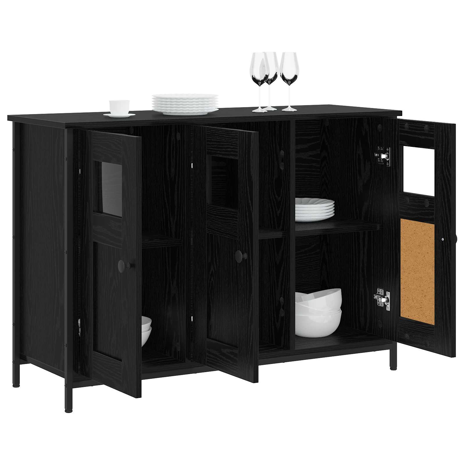 Sideboard Svart Ek 100 X 35 X 70 Cm Konstruerat Trä