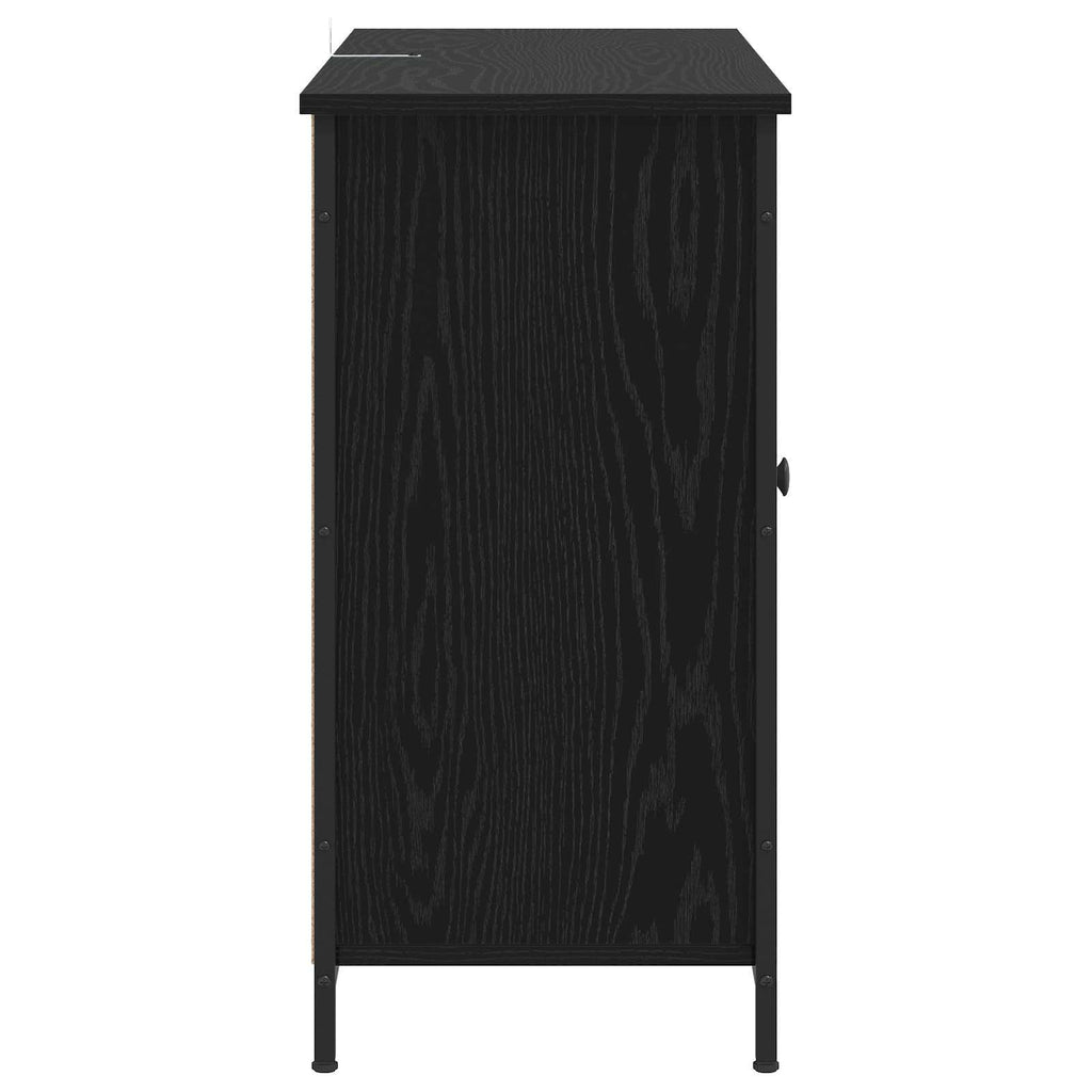 Sideboard Svart Ek 100 X 35 X 70 Cm Konstruerat Trä