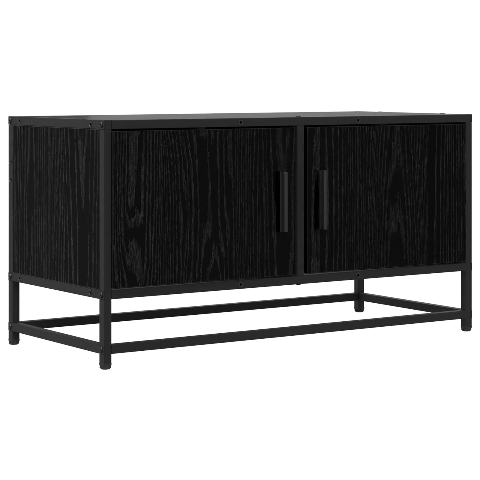 Tv-Skåp 80 X 34,5 X 40 Cm Svart Ek Konstruerat Trä