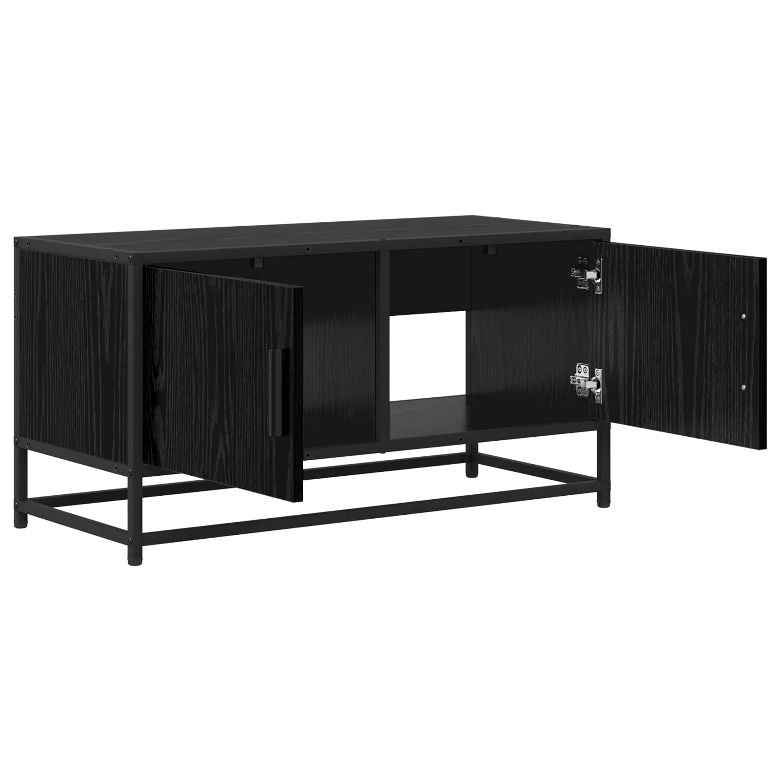 Tv-Skåp 80 X 34,5 X 40 Cm Svart Ek Konstruerat Trä