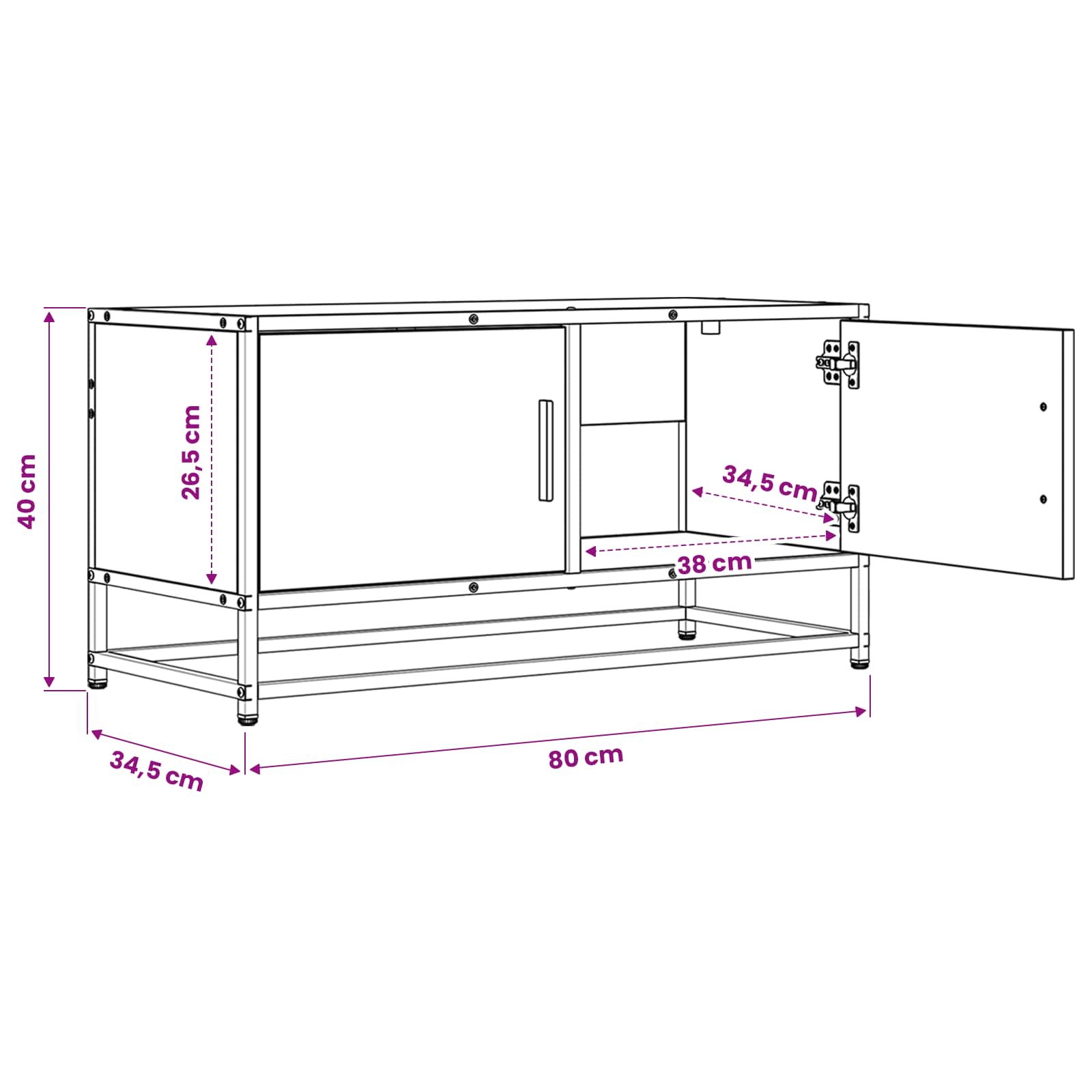 Tv-Skåp 80 X 34,5 X 40 Cm Svart Ek Konstruerat Trä