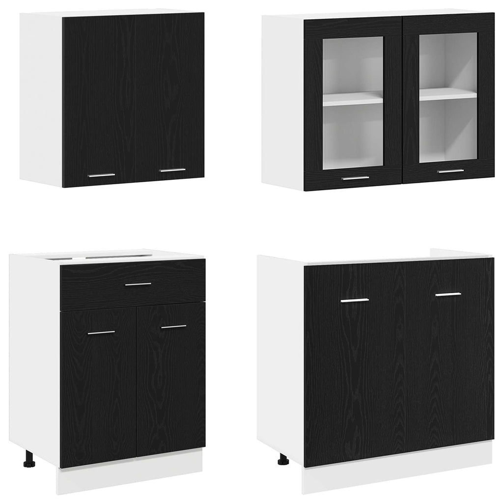 Köksenhet Lyon 4 Pcs Svart Ek Konstruerat Trä