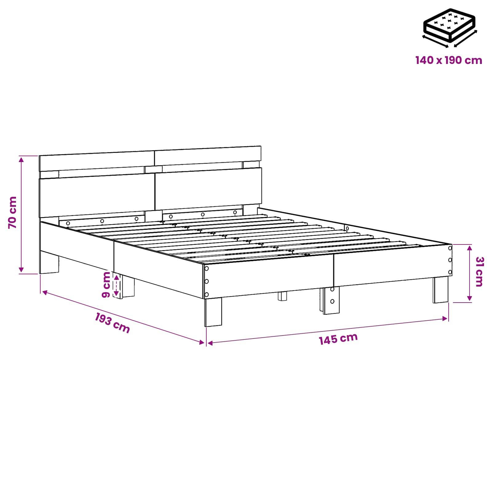 Sängram Gammalt Trä 140 X 190 Cm Konstruerat Trä