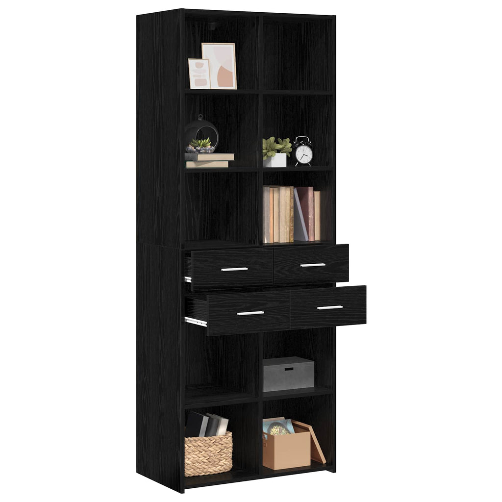 Bokhylla Svart Ek 30 X 42.4 X 185.2 Cm