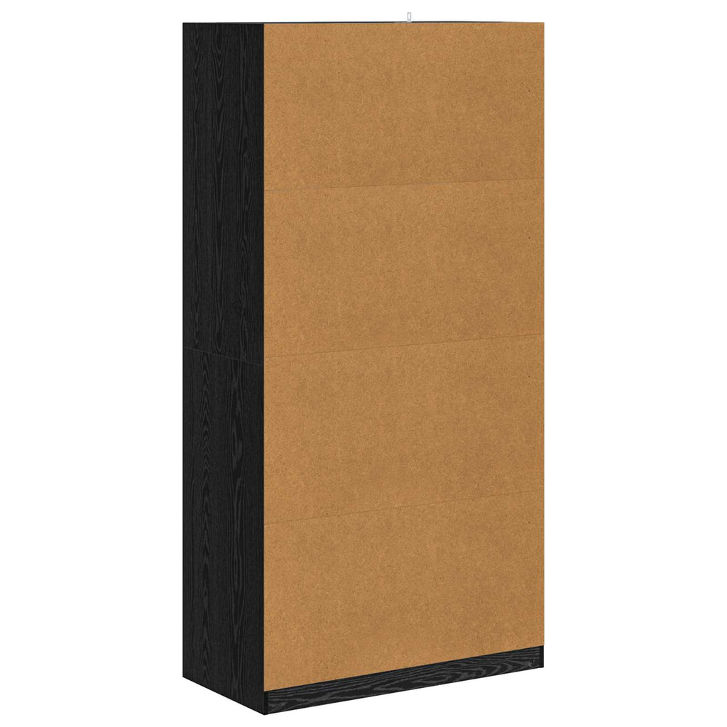 Garderob Svart Ek 100 X 50 X 200 Cm Konstruerat Trä