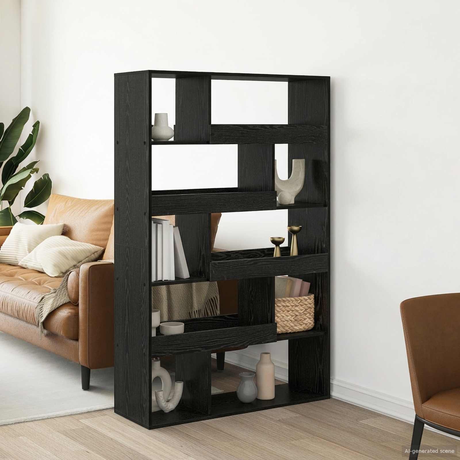 Bokhylla 100 X 33 X 156,5 Cm Konstruerat Trä Svart Ek